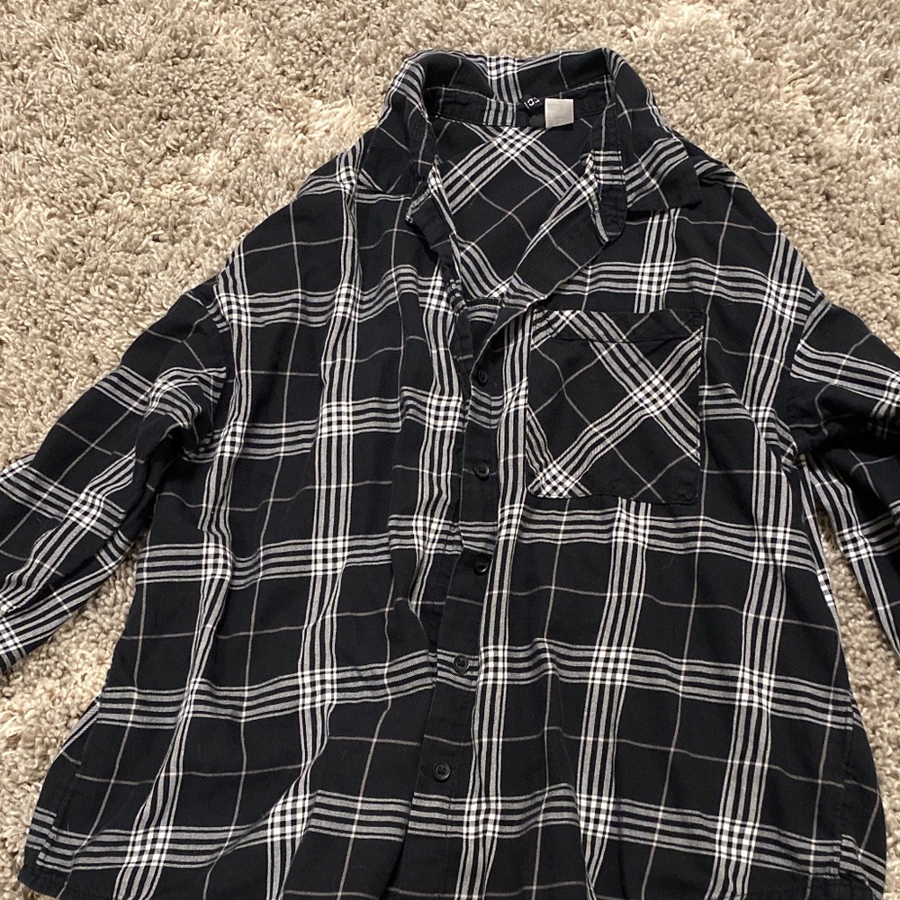 Plaid black and white flannel